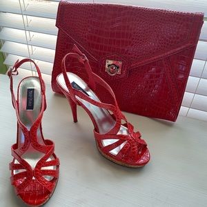 Orange heels and handbag! Sz9.5